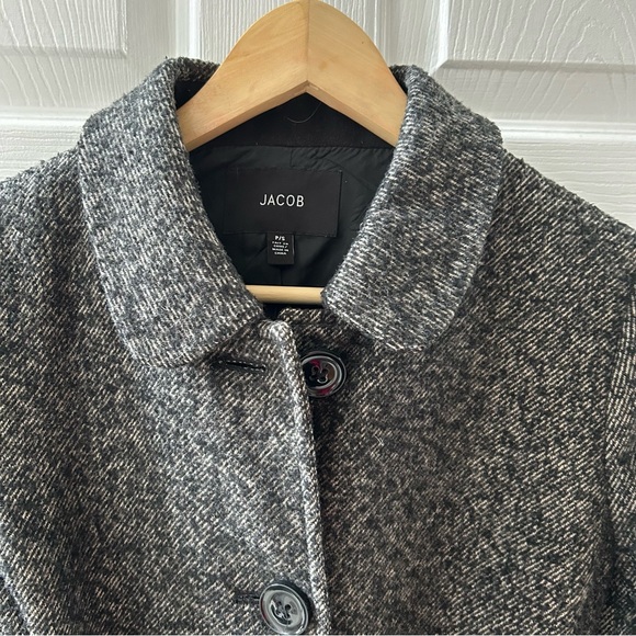 Women's Jacob B & W Bias Stripe Textured Wool Blend Belted Knee-Length C… - Picture 7 of 11